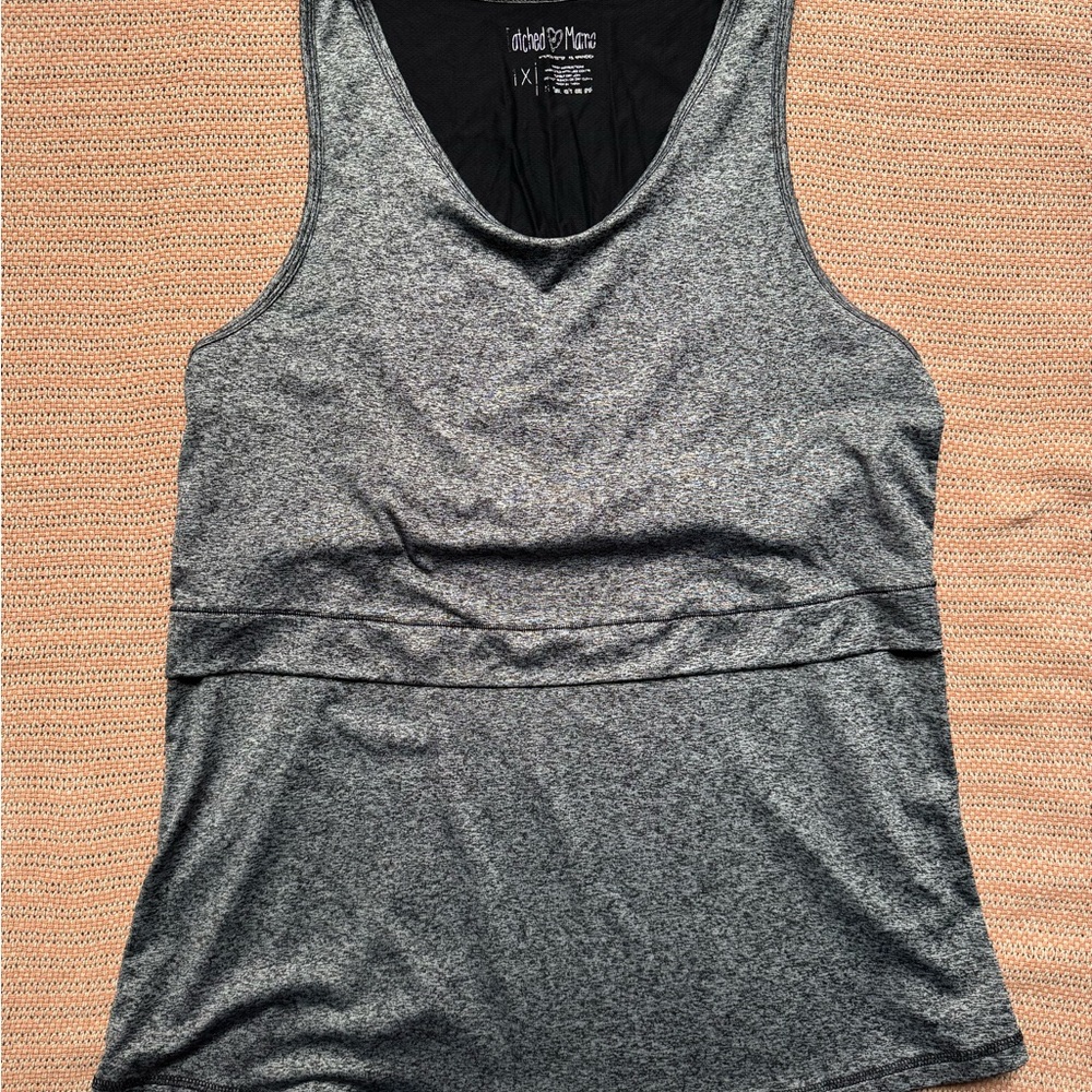 Latched Mama Gray & Black Nursing Tank Top